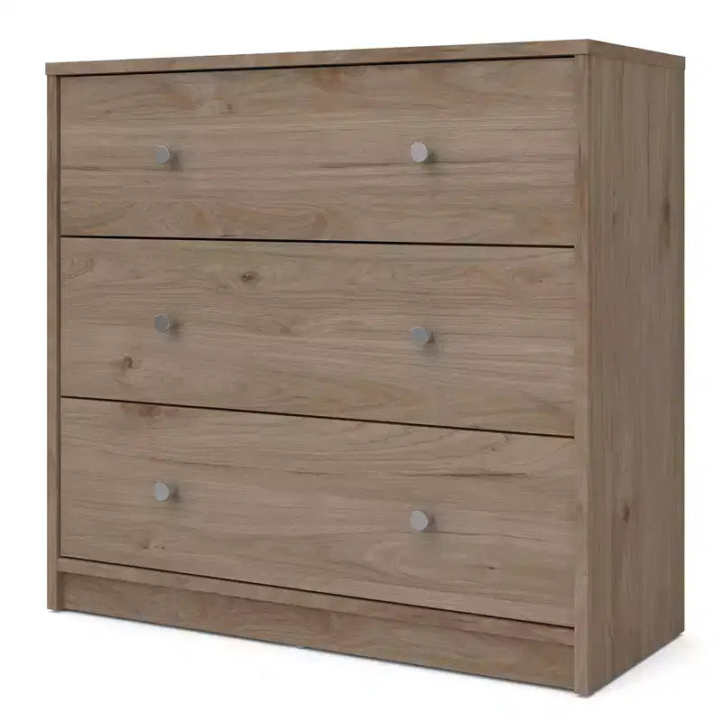 Commode en bois à 3 tiroirs de style danois contemporain