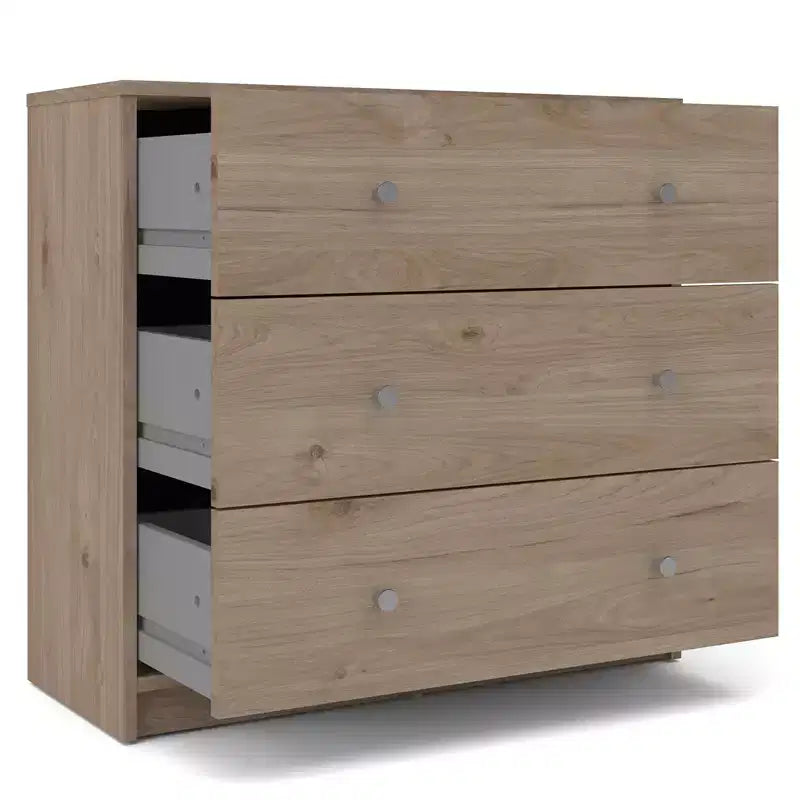 Commode en bois à 3 tiroirs de style danois contemporain