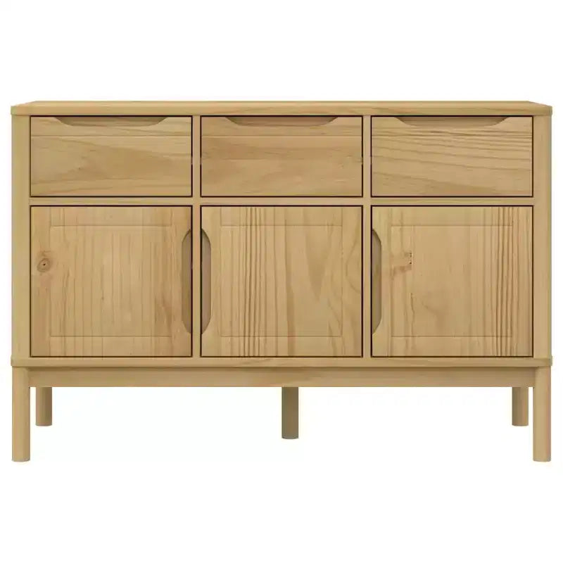 Buffet en MDF et pin massif avec 3 tiroirs et 2 portes, 113 cm (L) x 80 cm (H)