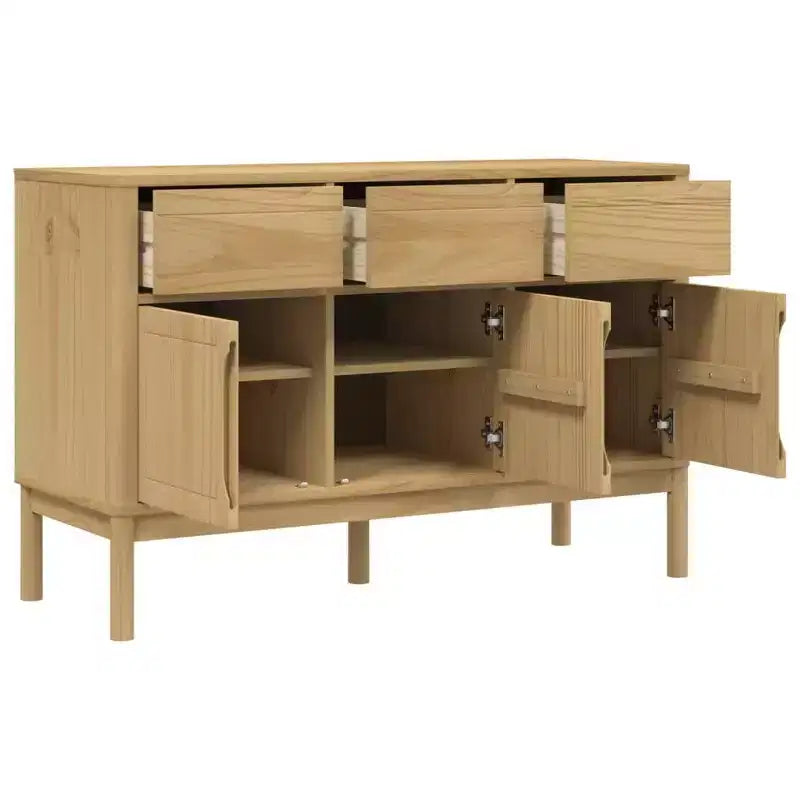Buffet en MDF et pin massif avec 3 tiroirs et 2 portes, 113 cm (L) x 80 cm (H)