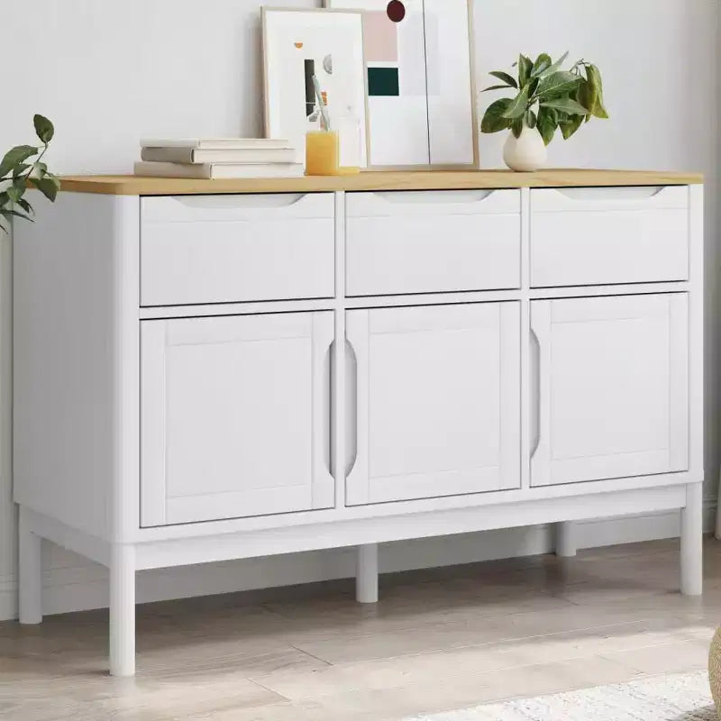 Buffet en MDF et pin massif avec 3 tiroirs et 2 portes, 113 cm (L) x 80 cm (H)
