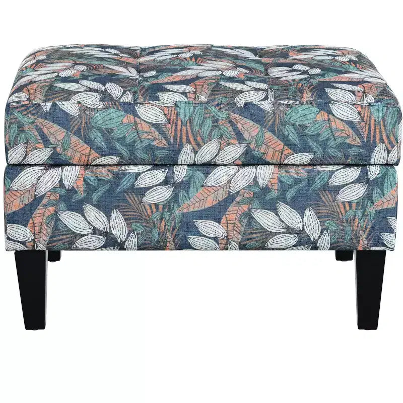 Pouf de rangement rembourré en polyester avec couvercle à fermeture douce en bois de bouleau 71 cm (l) x 58 cm (P)