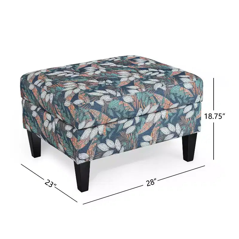 Pouf de rangement rembourré en polyester avec couvercle à fermeture douce en bois de bouleau 71 cm (l) x 58 cm (P)
