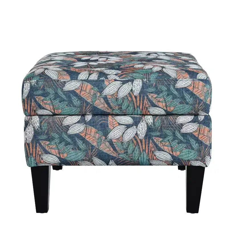 Pouf de rangement rembourré en polyester avec couvercle à fermeture douce en bois de bouleau 71 cm (l) x 58 cm (P)