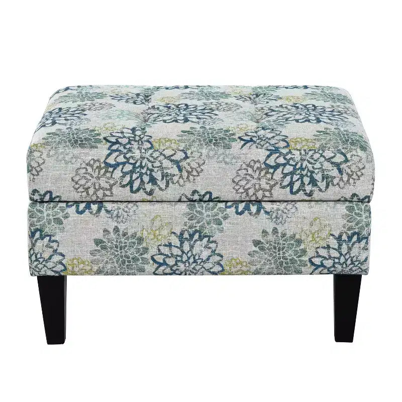 Pouf de rangement rembourré en polyester avec couvercle à fermeture douce en bois de bouleau 71 cm (l) x 58 cm (P)