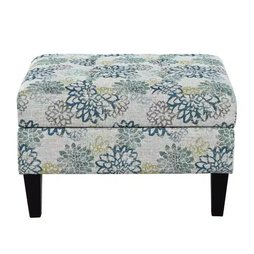Pouf de rangement rembourré en polyester avec couvercle à fermeture douce en bois de bouleau 71 cm (l) x 58 cm (P)