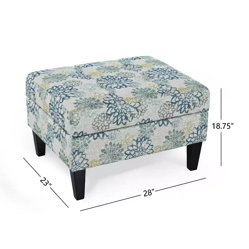 Pouf de rangement rembourré en polyester avec couvercle à fermeture douce en bois de bouleau 71 cm (l) x 58 cm (P)