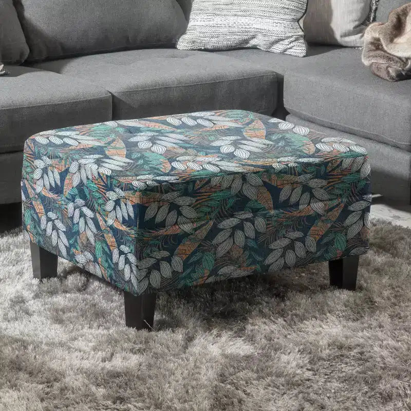 Pouf de rangement rembourré en polyester avec couvercle à fermeture douce en bois de bouleau 71 cm (l) x 58 cm (P)