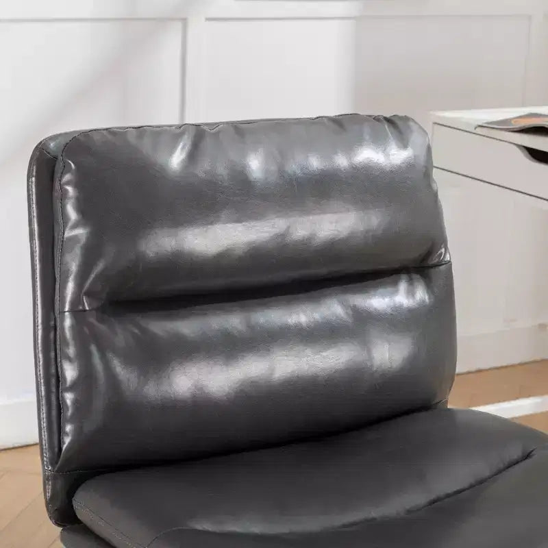 Chaise de bureau pivotante sans accoudoirs en similicuir et cadre en métal avec hauteur réglable