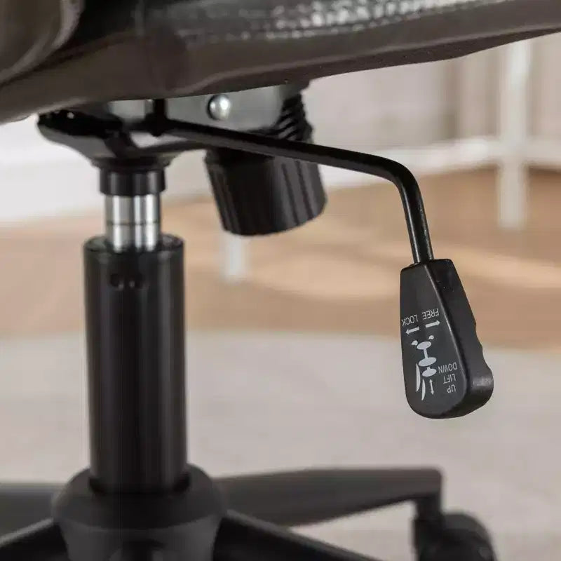 Chaise de bureau pivotante sans accoudoirs en similicuir et cadre en métal avec hauteur réglable