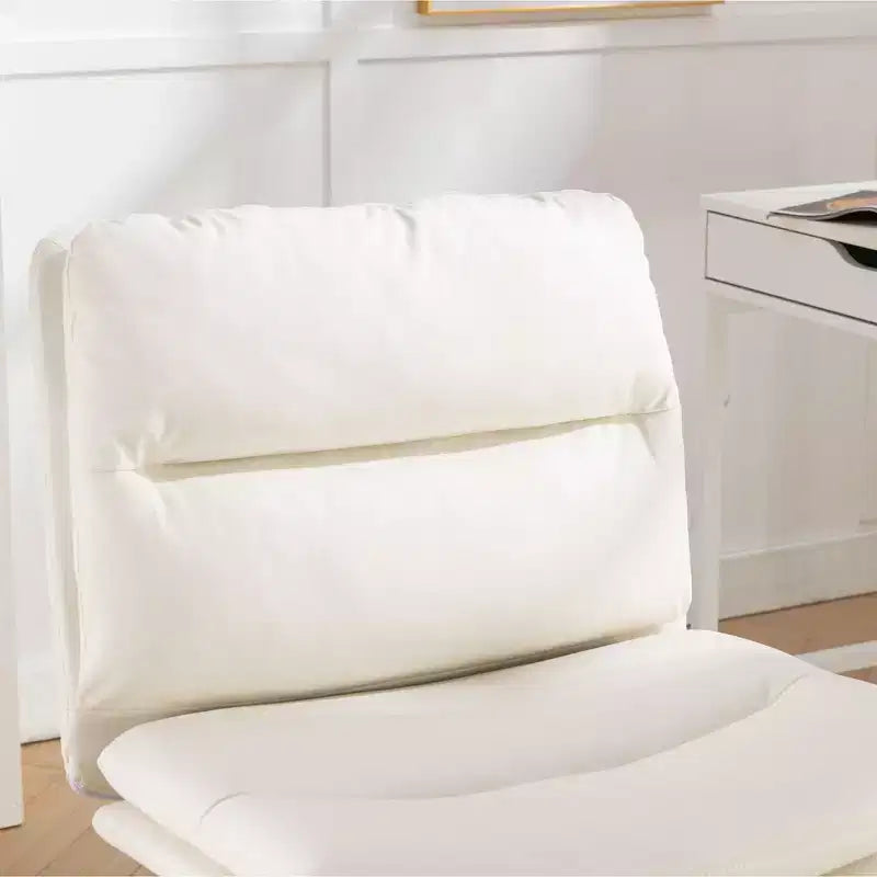 Chaise de bureau pivotante sans accoudoirs en similicuir et cadre en métal avec hauteur réglable