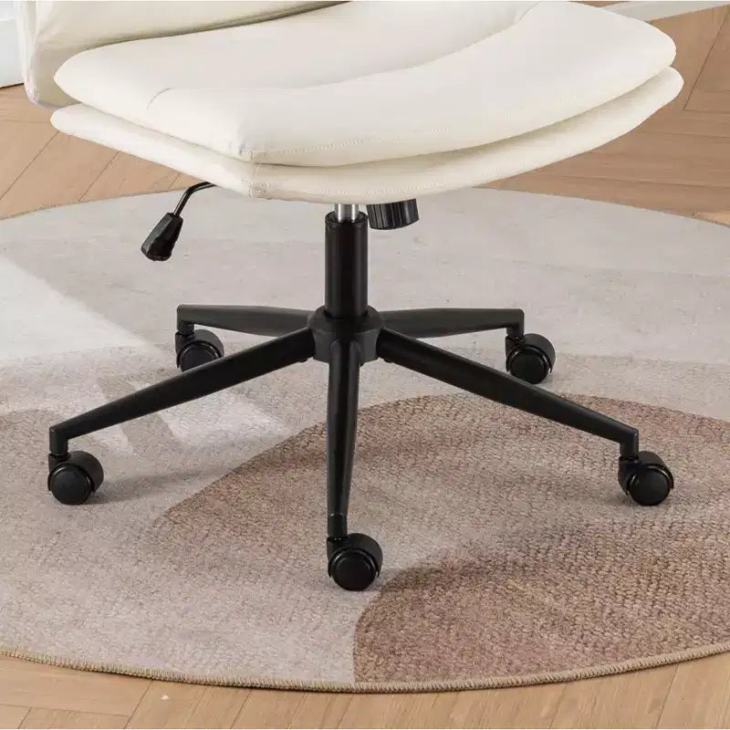 Chaise de bureau pivotante sans accoudoirs en similicuir et cadre en métal avec hauteur réglable