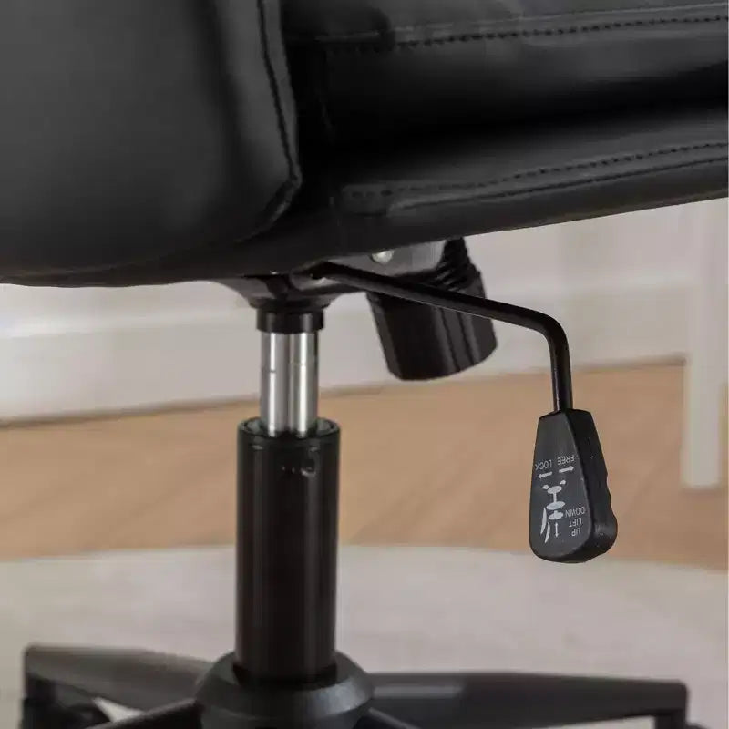 Chaise de bureau pivotante sans accoudoirs en similicuir et cadre en métal avec hauteur réglable