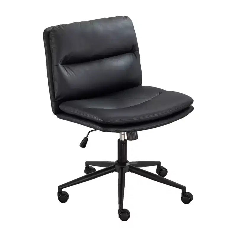 Chaise de bureau pivotante sans accoudoirs en similicuir et cadre en métal avec hauteur réglable