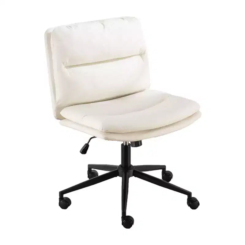 Chaise de bureau pivotante sans accoudoirs en similicuir et cadre en métal avec hauteur réglable