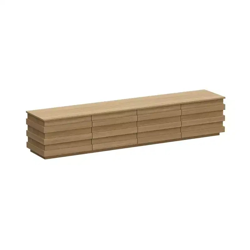 Meuble TV en bois avec bandes décoratives et tiroirs multiples, 78,7 po de large