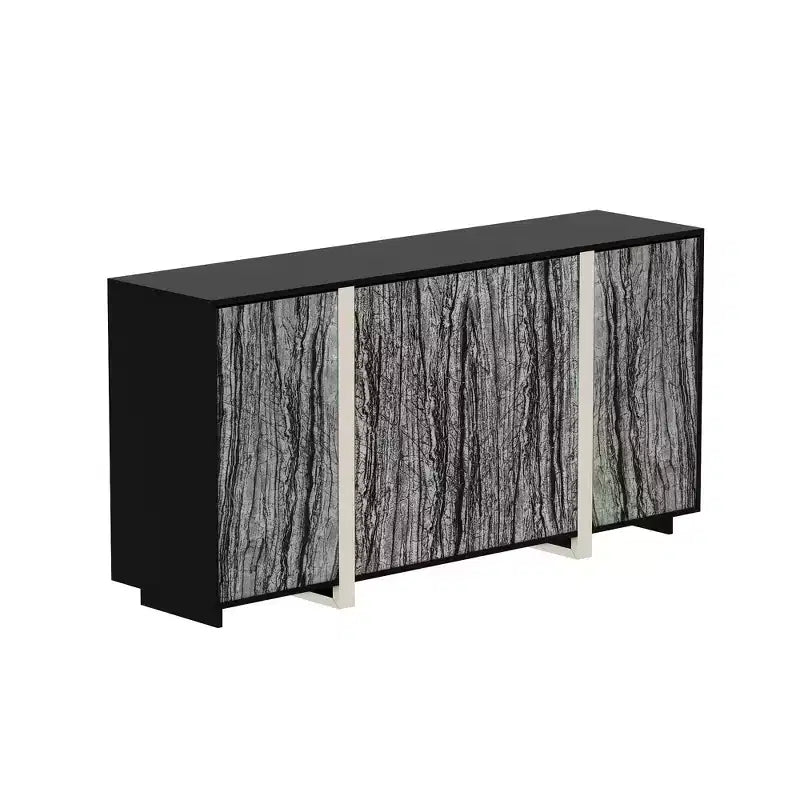Buffet en bois avec portes vitrées, éclairage intégré et 6 étagères, 63"L