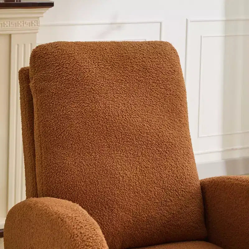 Fauteuil à bascule d'appoint à dossier haut en polyester avec cadre en bois et poche latérale 37"L