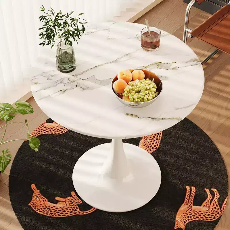 Table de bistro ronde avec base en métal pour 2 personnes