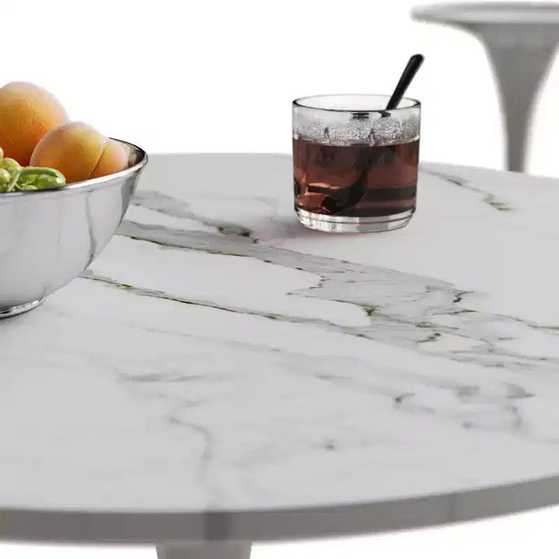 Table de bistro ronde avec base en métal pour 2 personnes