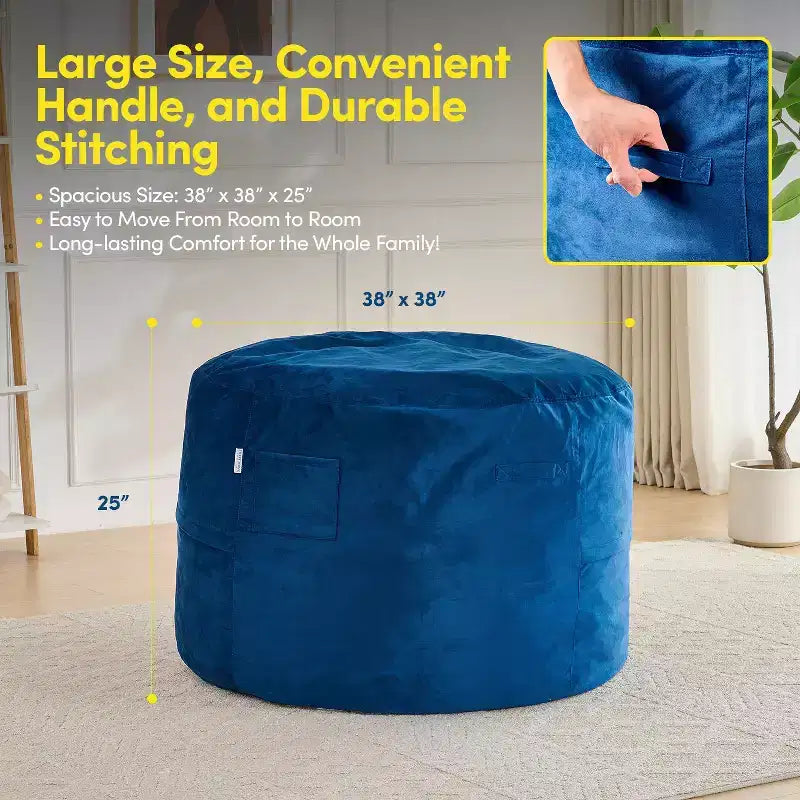 Pouf rond en mousse de 3 pieds avec housse amovible en velours