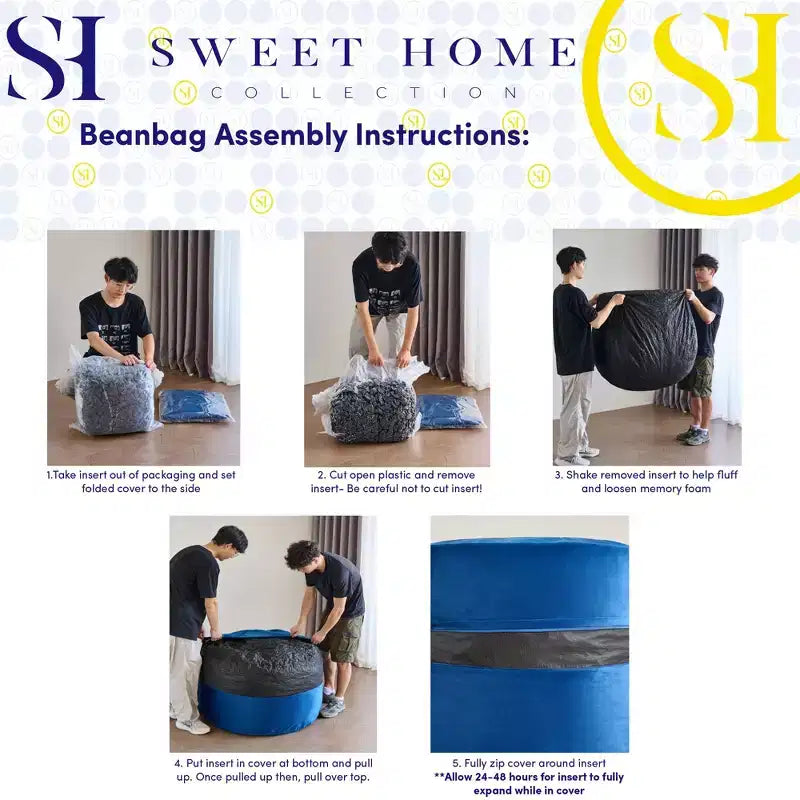 Pouf rond en mousse de 3 pieds avec housse amovible en velours