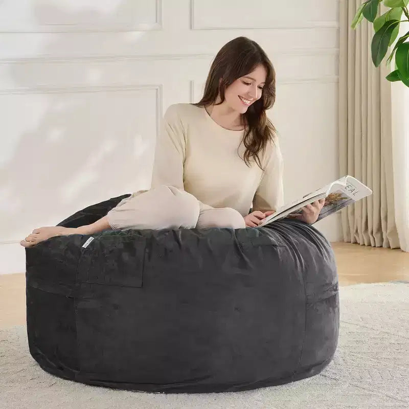 Pouf rond en mousse de 3 pieds avec housse amovible en velours