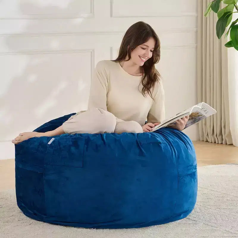 Pouf rond en mousse de 3 pieds avec housse amovible en velours