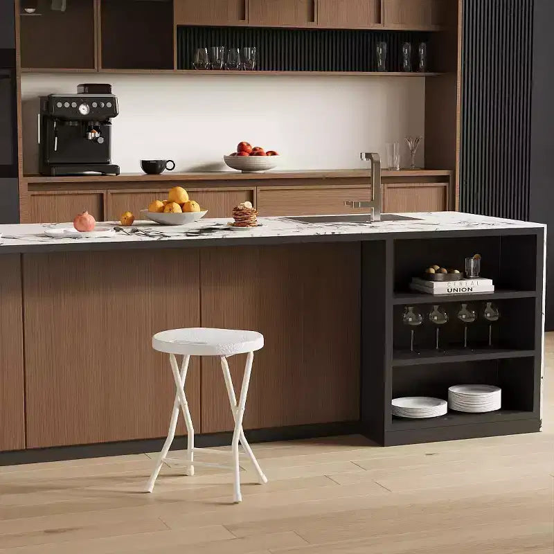 Tabouret pliant rond en acier avec poignée et pieds antidérapants 45,7 cm Capacité 272 kg