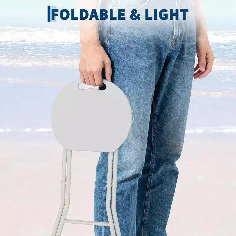 Tabouret pliant rond en acier avec poignée et pieds antidérapants 45,7 cm Capacité 272 kg
