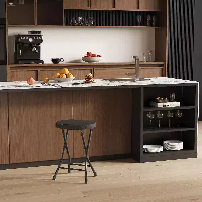 Tabouret pliant rond en acier avec poignée et pieds antidérapants 45,7 cm Capacité 272 kg
