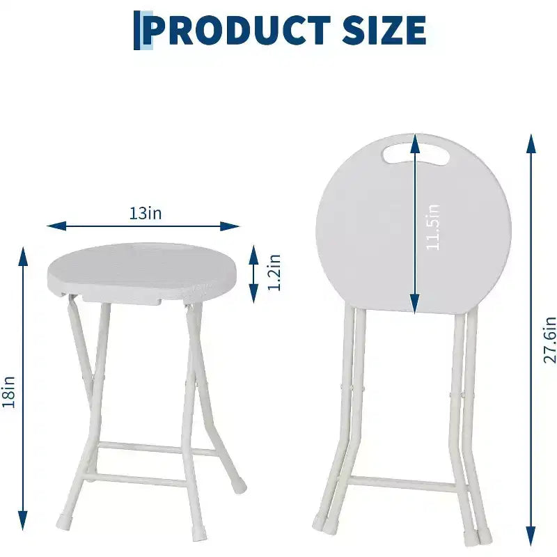 Tabouret pliant rond en acier avec poignée et pieds antidérapants 45,7 cm Capacité 272 kg