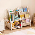 Étagère à livres 3 niveaux pour enfants en bois avec pochettes de rangement et sac de rangement intégré
