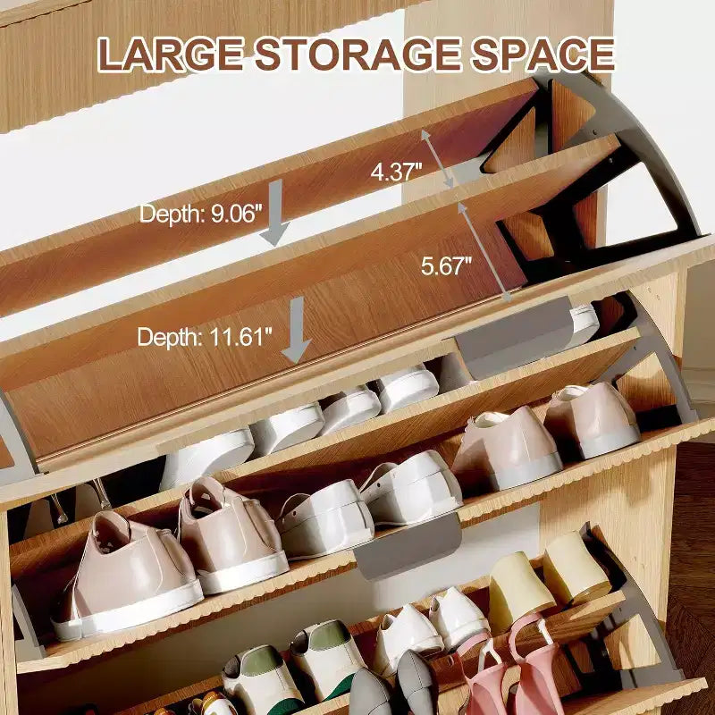Meuble à chaussures étroit en panneaux de particules avec 2 tiroirs basculants et étagère réglable 80 cm (L)