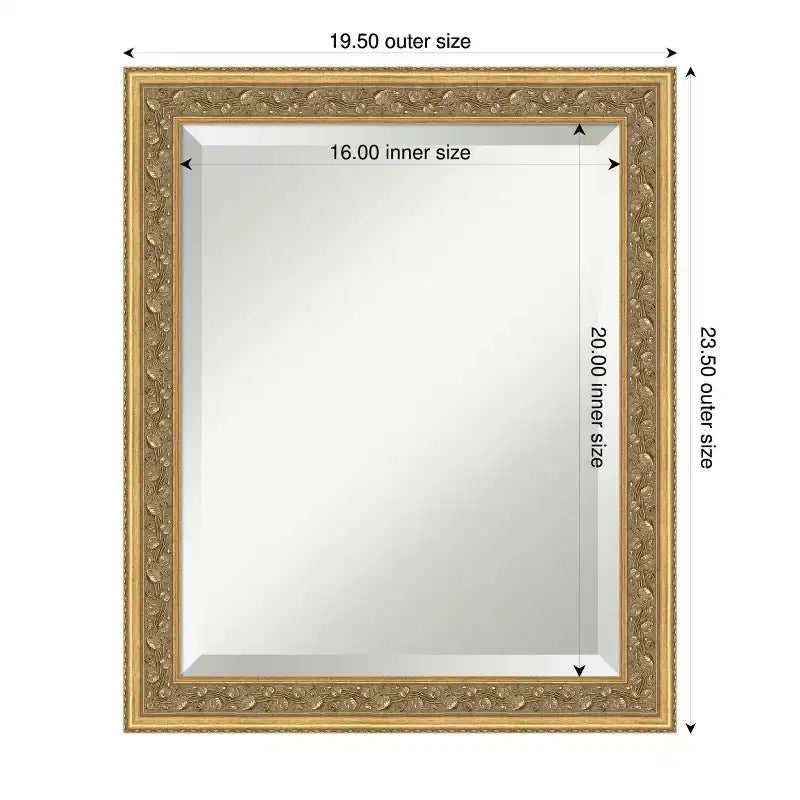 Miroir mural biseauté pour salle de bain, encadrement en bois, 40,6 cm L x 50,8 cm H