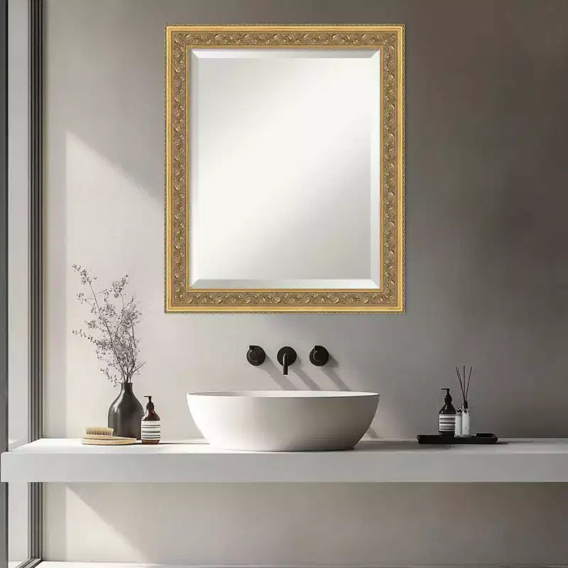 Miroir mural biseauté pour salle de bain, encadrement en bois, 40,6 cm L x 50,8 cm H
