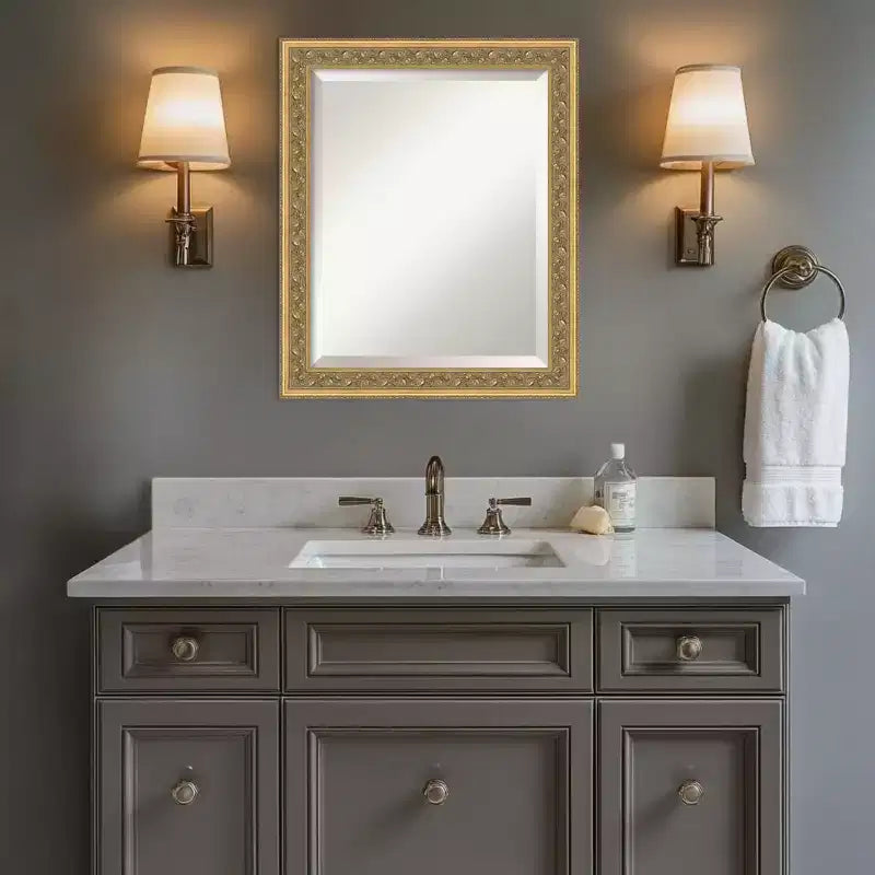Miroir mural biseauté pour salle de bain, encadrement en bois, 40,6 cm L x 50,8 cm H