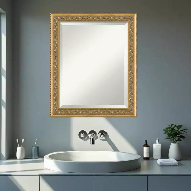 Miroir mural biseauté pour salle de bain, encadrement en bois, 40,6 cm L x 50,8 cm H
