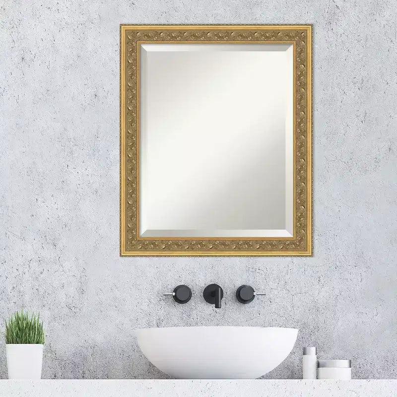 Miroir mural biseauté pour salle de bain, encadrement en bois, 40,6 cm L x 50,8 cm H