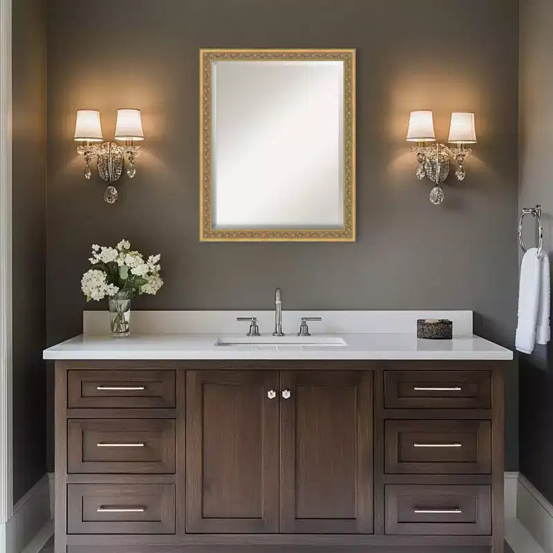 Miroir mural biseauté pour salle de bain, encadrement en bois, 40,6 cm L x 50,8 cm H