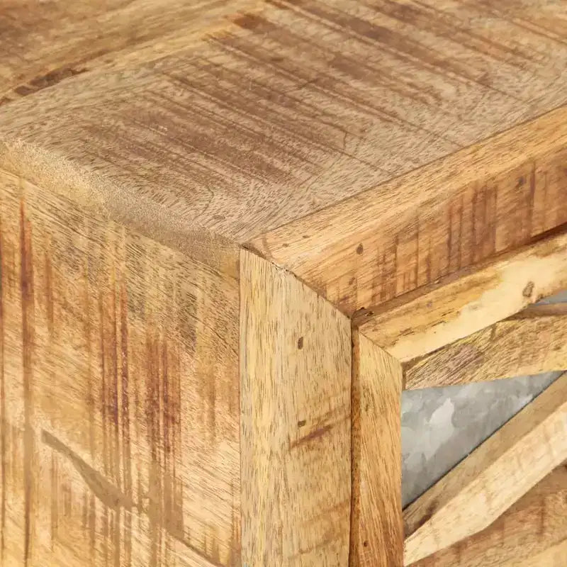 Table basse rectangulaire en bois de manguier avec pieds en acier galvanisé et 3 tiroirs 110 cm (L) x 50 cm (l)