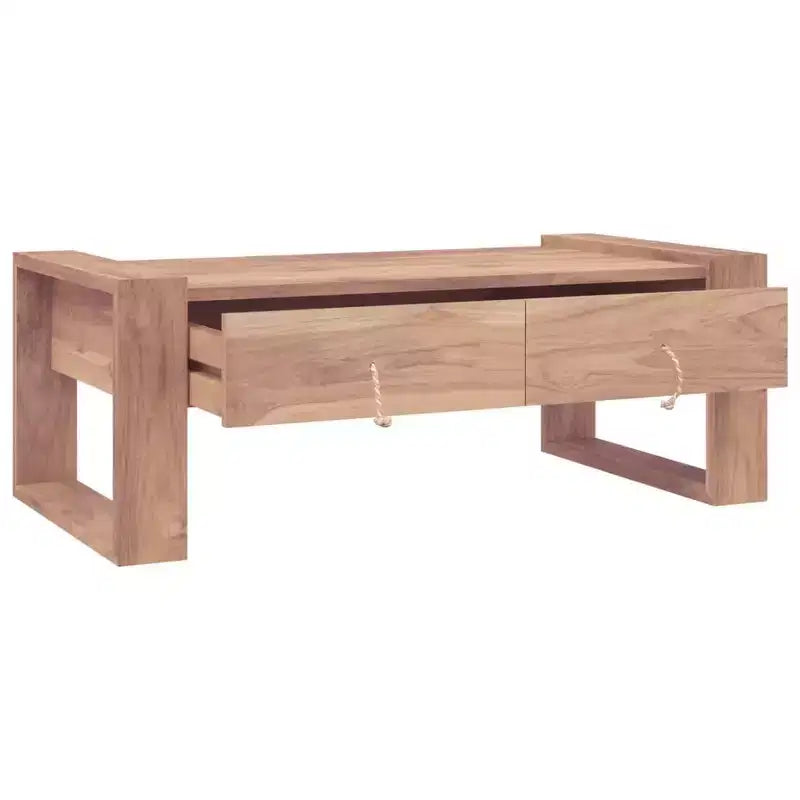 Table basse rectangulaire en bois de teck massif avec 2 tiroirs 110 cm (L) x 60 cm (l) x 40 cm (H)