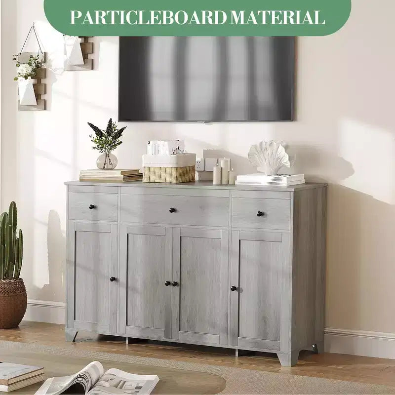 Bahut en MDF avec 3 tiroirs, 4 portes et étagères réglables L 140 cm