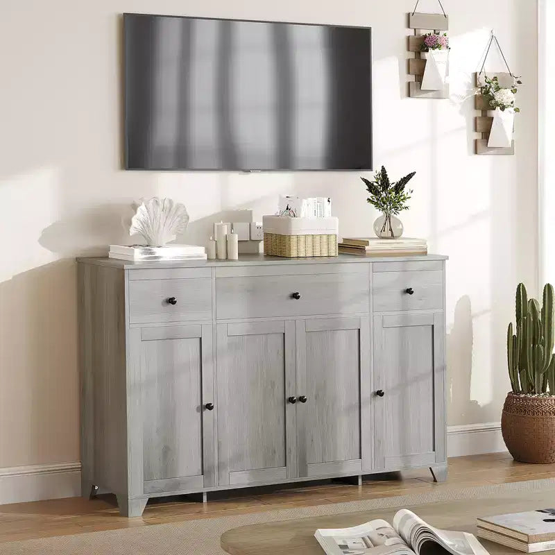 Bahut en MDF avec 3 tiroirs, 4 portes et étagères réglables L 140 cm