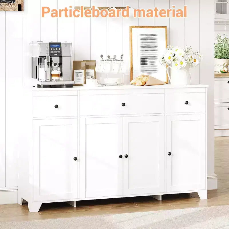 Bahut en MDF avec 3 tiroirs, 4 portes et étagères réglables L 140 cm