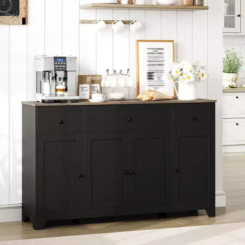 Bahut en MDF avec 3 tiroirs, 4 portes et étagères réglables L 140 cm