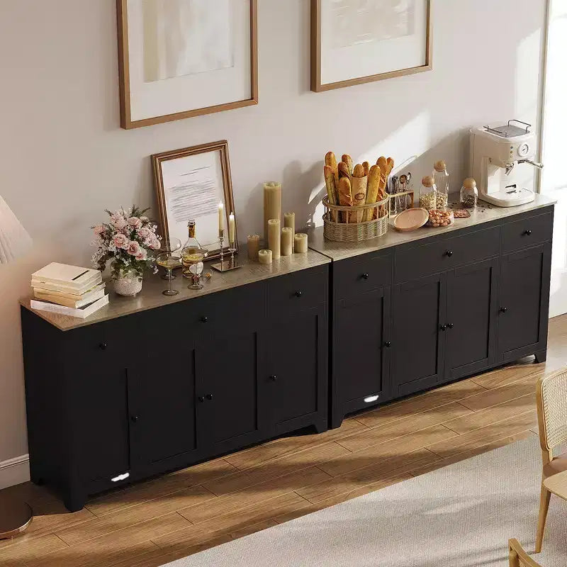 Bahut en MDF avec 3 tiroirs, 4 portes et étagères réglables L 140 cm