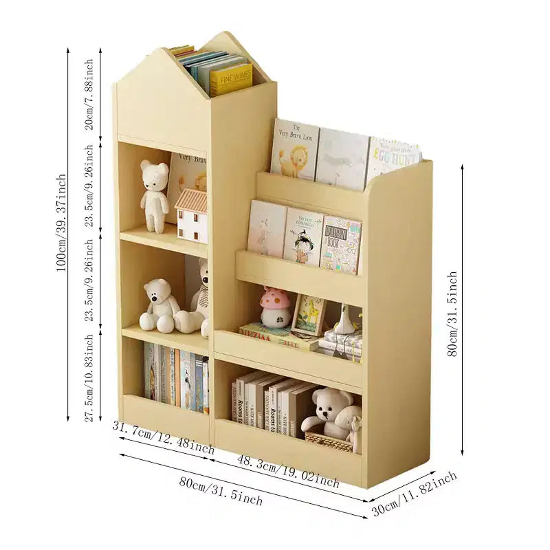 Étagère à livres et rangement de jouets pour enfants en MDF avec 2 paniers 99,5 cm H x 80 cm l