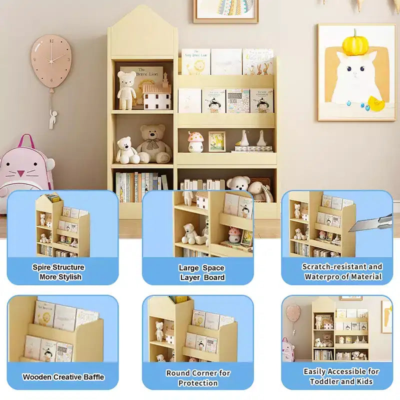 Étagère à livres et rangement de jouets pour enfants en MDF avec 2 paniers 99,5 cm H x 80 cm l