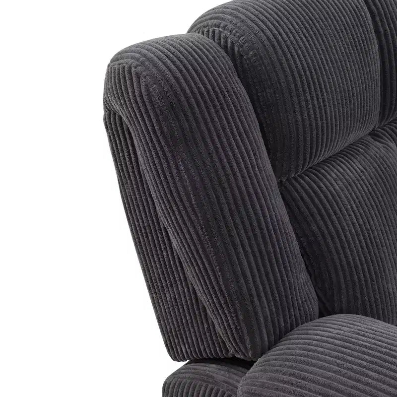 Causeuse inclinable en bois et velours côtelé, avec rangement et porte-gobelets 76"L